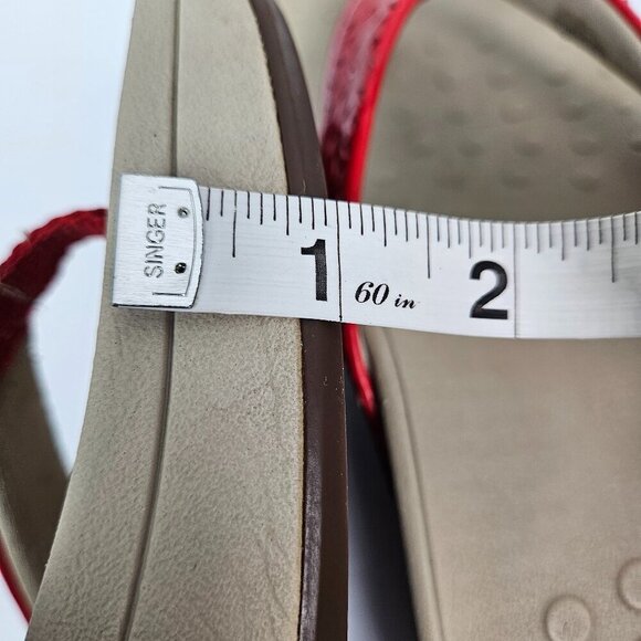 Vionic Zuma Red Faux Patent Leather Wedge Thong Orthotic Comfort Sandal 9 - Picture 8 of 12